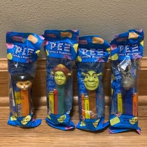 Dreamworks Shrek Pez dispensers Donkey Fiona Shrek Puss in boots retired
